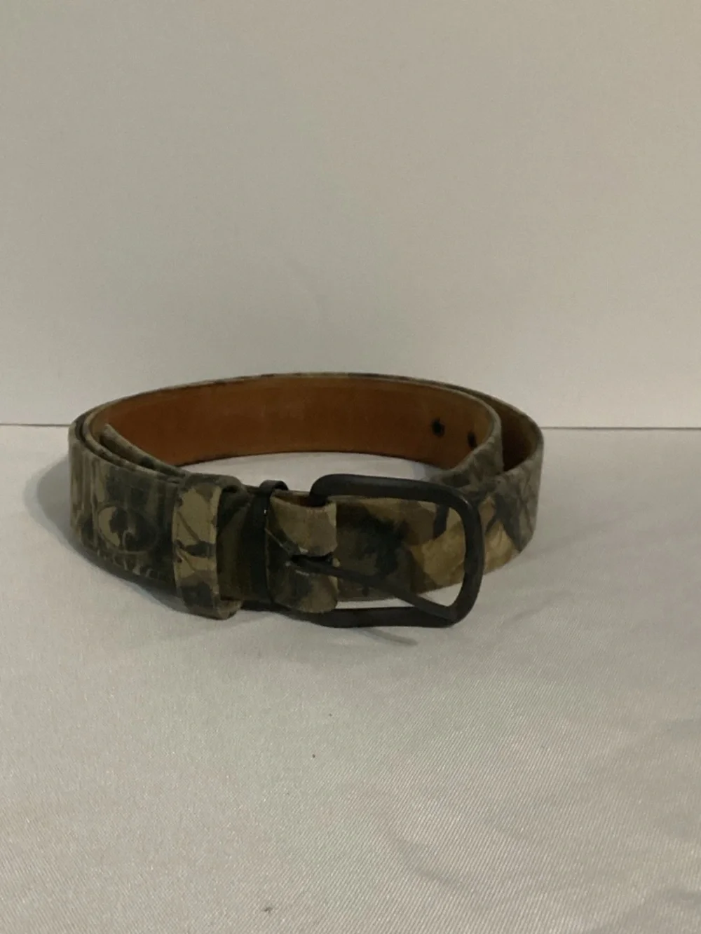 Mossy Oak Camouflage Leather Belt - Green Brown Camo Size 38